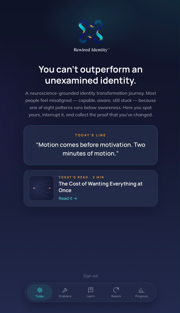 Rewired App Today screen showing today's line and today's read